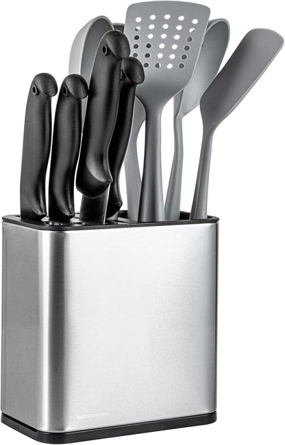 Restaurantware Stainless Steel Utensil Holder 1 Count 7.7 x 4.6 x 7.8 Inches Durable Cutlery Storage Flatware Organizer Rust-Resistant Sink Caddy Silver Kitchenware Holder