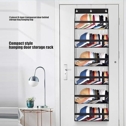 ordinarYone Multiple Layer Clear Over The Door Storage Organizers With 6 Compartments For Efficient Home Organization Saving Space