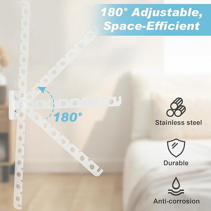 Alise Clothes Drying Rack Wall Mounted Coat Hanger, Foldable Hangers Rack Clothes Hook Closet Storage Organizer, Swivel Space Saving Clothes Hanger Rack for Bedroom Bathroom Laundry,White