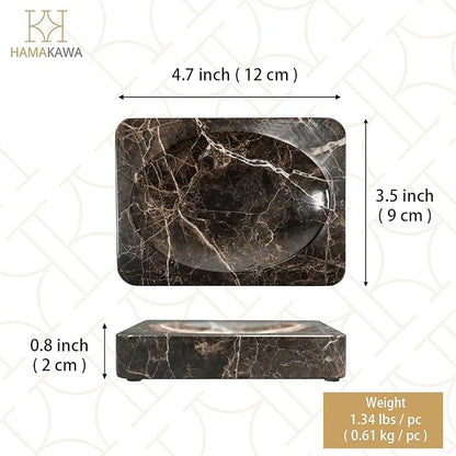Natural Marble Soap Dish, Rectangle Emperador Dark Jewelry Dish, Dark Brown Style Shower Soap Holder, Modern Stone Sponge Holder, Bar Soap Saver Tray for Bathroom, Kitchen, Easy to Clean