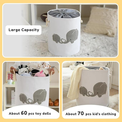 Baby Hamper Extra Large Nursery Hamper, 58L Kids Toys Basket Laundry Basket for Baby's Dirty Clothes Collapsible Storage Basket Canvas Clothes Hamper Toy Box Dorm Room Essentials for College