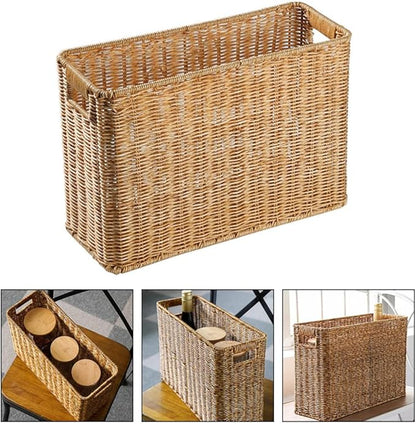 Decorative Woven Basket with Handles Handled Sundries Organizer for Home Decor Vintage Design for Bedroom and Living and Stable Storage