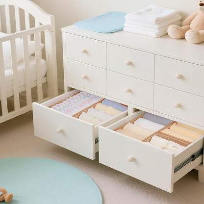 Criusia Drawer Organizer Clothes, 21 Pack Dresser Organizer for Baby Clothes, Underwear, Sock - Foldable Closet Organization and Storage Dividers Bins for Nursery, Bedroom (Brown)