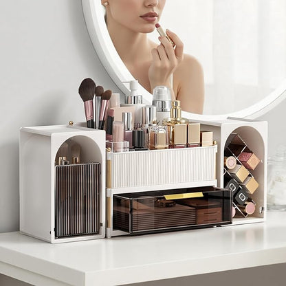Modular Makeup Organizer, Clear Acrylic Cosmetic Storage Box with Drawer, Vanity Countertop Organizer for Makeup, Skincare and Beauty Accessories – Multiple Styles