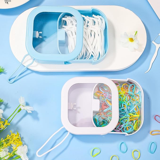 Prudiut Hair Tie Organizer Small Hair Tie Holder Organizer Hair clip Jewelry Organizer for Baby Teen Girl Women, Portable Hanging Small Items Desktop Storage Box (blue and white)