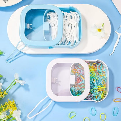 Prudiut Hair Tie Organizer Small Hair Tie Holder Organizer Hair clip Jewelry Organizer for Baby Teen Girl Women, Portable Hanging Small Items Desktop Storage Box (blue and white)