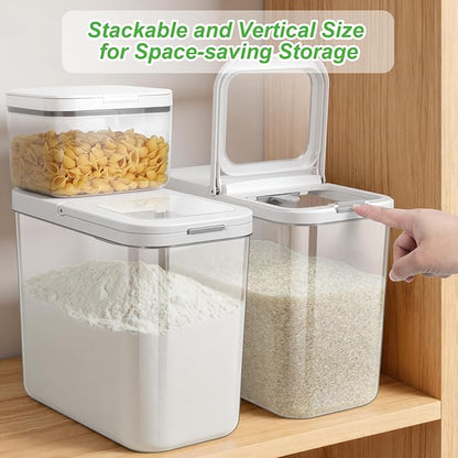 TBMAXS Rice Flour Storage Container - 12.7 Qt | 25 Lbs Crystal-Clear Plastic Food Storage Containers Bin with Pop-up Lid for Grains Beans, Dry Food Holder for Kitchen Pantry Organization and Storage