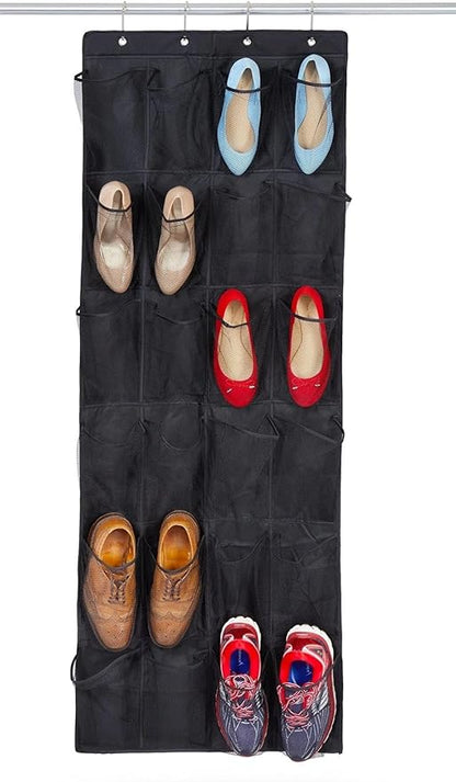 for Bilpa Shoe Organizer, Over The Door Hanging Closet Rack, 24 Large Mesh Pockets