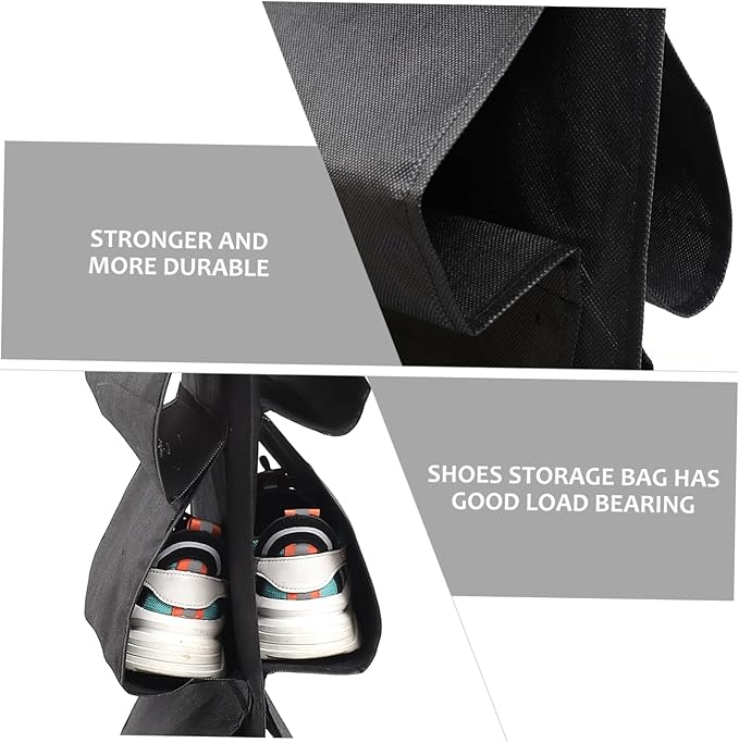Amosfun Large Capacity Hanging Shoe Storage Bag Foldable Portable Organizer Black Oxford Fabric Multi-Grid Design for Closet Dormitory and Entryway