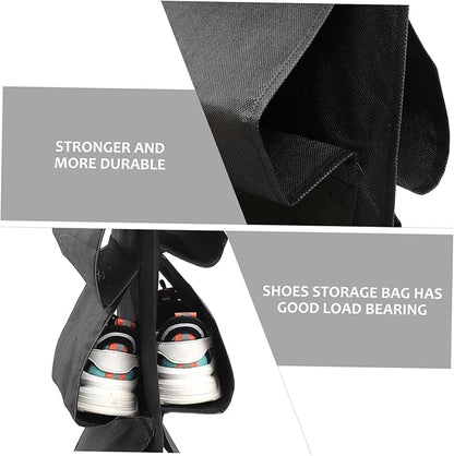 Amosfun Large Capacity Hanging Shoe Storage Bag Foldable Portable Organizer Black Oxford Fabric Multi-Grid Design for Closet Dormitory and Entryway
