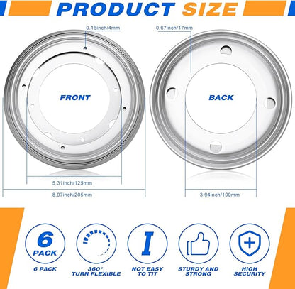 Mumufy 6 Pcs 8 Inches Lazy Susan Hardware, Heavy Duty Lazy Susan Base Turntable 700 lb Load Capacity 360 Degree Rotating Swivel Base Plate for Serving Tray Corner Shelves Kitchen Cabinet