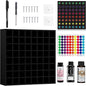 64 Grids Hair Color Organizer for 2oz Shades EQ Wall Mounted Hair Color Rack Stackable Hair Dye Holder Paint Bottle Rack Stand for Salon Decor Lumishine Igora Vibrance Deepshine Use (1, Black)