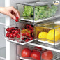 Fruit Storage Containers for Fridge with Strainer, BPA-Free Fridge Organizers and Storage, Stackable Clear Pull Out Refrigerator Organizers Drawer for Fruit,Vegetable,Produce,Berry,Food (2 Pack)