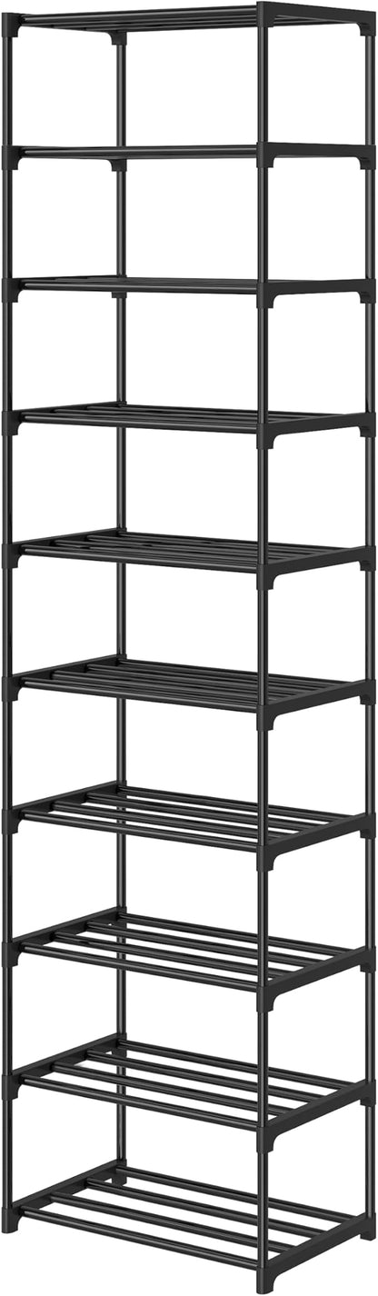 Autonomier 10 Tier Tall Shoe Rack, Narrow Lightweight Shoe Shelf, Compact Vertical Shoe Stand, Small Space Saving for Closet Floor, Dorm Storage Organizer, Front Door Entrance, Entryway