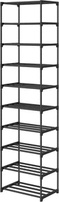 Autonomier 10 Tier Tall Shoe Rack, Narrow Lightweight Shoe Shelf, Compact Vertical Shoe Stand, Small Space Saving for Closet Floor, Dorm Storage Organizer, Front Door Entrance, Entryway