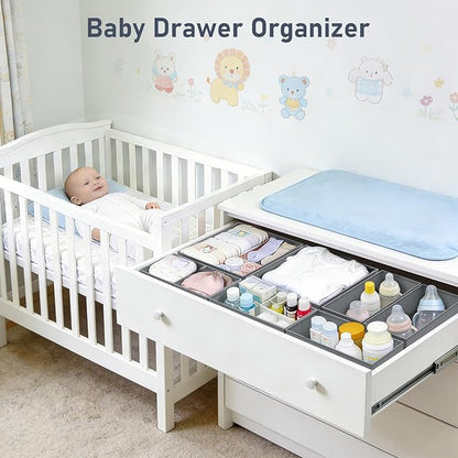 DIMJ Drawer Organizer Clothes- 26 Pack Baby Dresser Organizer for Nursery, Small Fabric Closet Drawer Organizer Bins for Underwears Socks, Foldable Storage Dividers Organization for Bedroom