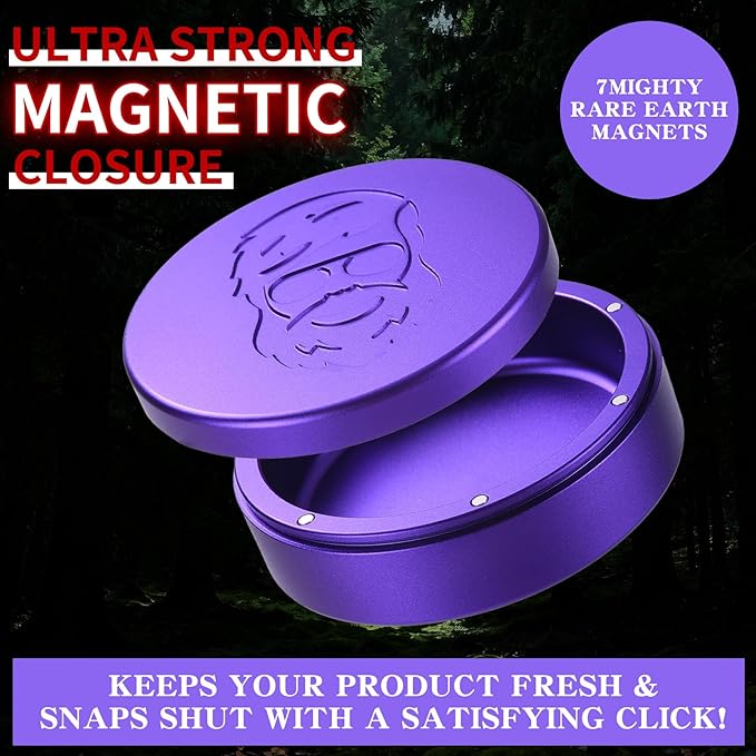 3.0inchBEIJIATE Magnetic Metal Can, Holder, Metal Container, Carved Tin with Magnetic Closure, Aluminum Container, Slim Pouch Can, zyn metal can,zyn container Storage Box Set (violet)