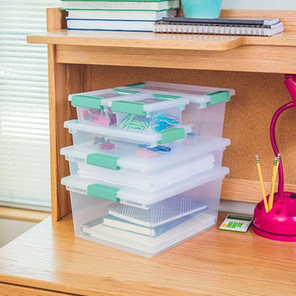 Sterilite 24-Pack Clip Box, Stackable Clear Plastic Bins with Latching Lids, Large - Writing, Arts or Crafts Supplies Storage Containers for Home, Office, Classroom and Workshop Organization