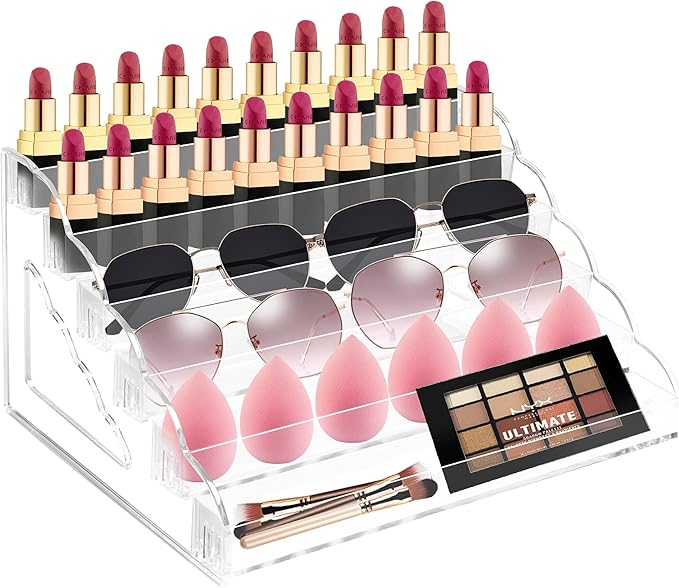 Nimiah 6-Layer Nail Polish Storage - Clear Acrylic Vanity Display Rack Nail Polish Holder Organizer Holds up to 72 Bottles Essential Oils Ink Stand