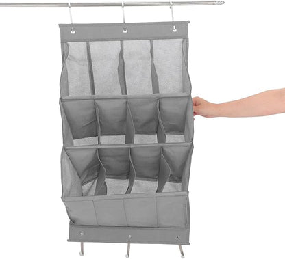 SHERCHPRY Door Shoe Organizer 12-grid Foldable Hanging Shoe Rack Wall-mounted Breathable Storage Bag for Boots Sneakers Slippers Closet Door Storage