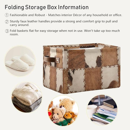 Cow Rectangular Storage Basket Organizer Bin Shelf Baskets For Clothes Gifts For Home Office Dorm