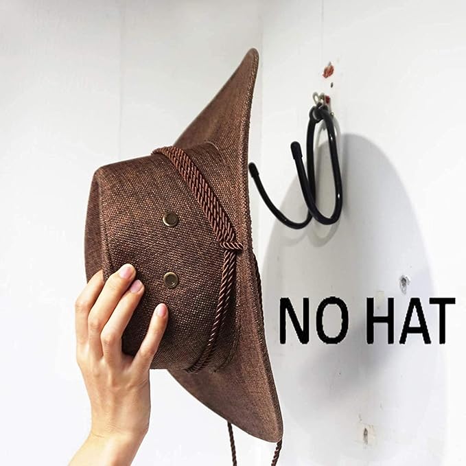 Pmsanzay Cowboy Hat Rack Organizer Display - Wall Mount Holder With Hooks - Easy to Install, Adjustable, Fits Any Hat - Screws Included - 2 Pack