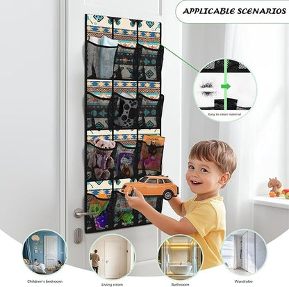 12 Large Mesh Pockets Over the Door Shoe Organizer Ethnic Butterfly Hanging Shoe Rack for Closet Shoe Organizer Door Hanger for Bedroom Bathroom