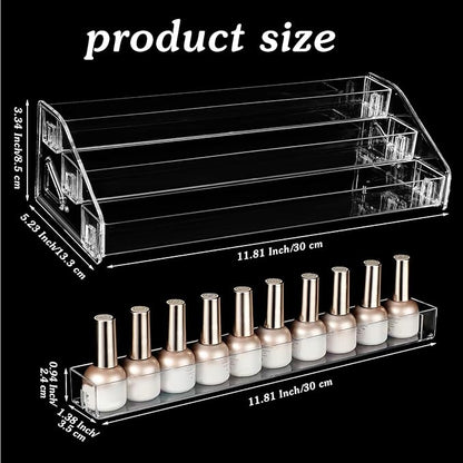 Jetec 2 Pcs Acrylic Card Display Stand Versatile Display for Trading Cards Greeting Card Sunglasses Organizer Nail Polish Holder Essential Oils Cosmetic Cases Eyewear Rack(3 Tiers Style)