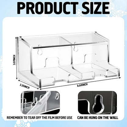 AceOrbit Clear Acrylic Lip Balm Dispenser with Lid, 2-compartment Wall Mount Organizer Holder Freestanding Countertop Display Stand for Storage Lipsticks Glosses Lip Balm Essential Oils