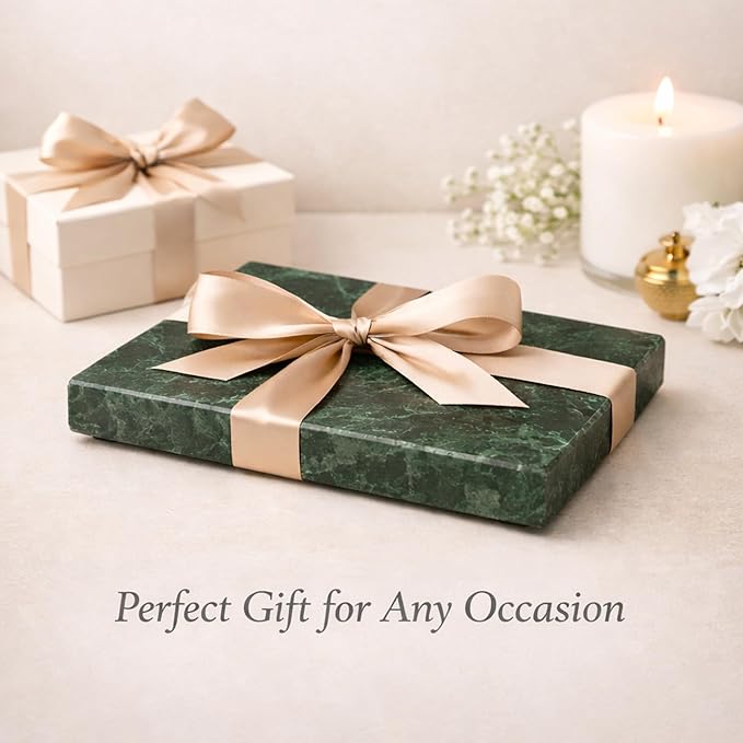 Natural Green Marble Tray for Bathroom | Kitchen | Vanity | Desktop, Stone Organizer for Coffee Table, Dresser, Nightstand, Candles, Soap, Towel, Plant, Jewelry (12" x 8"), Rectangular