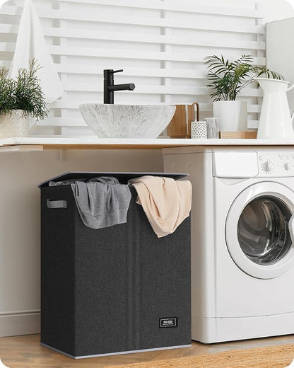 SOLEDI Double Laundry Hamper with Lid, 130L Clothes Hamper 2 Section, Laundry Basket with Removable bag, Bed room decor aesthetic, laundry room organization, Home and dorm room essentials
