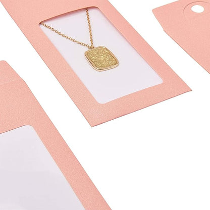 Stiesy 100 Pcs Pink Cardboard Paper Jewelry Box Presentation Box with Necklace & Earring Jewelry Display Cards Jewelry Packaging Boxes