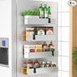 HuggieGems 4 Pack Magnetic Spice Storage Rack Organizer for Refrigerator and Oven, Silver Fridge Organizers and Storage