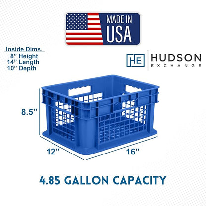 Hudson Exchange 12 x 16 x 8" Mesh Straight Wall Handled Storage Container Tote, Blue