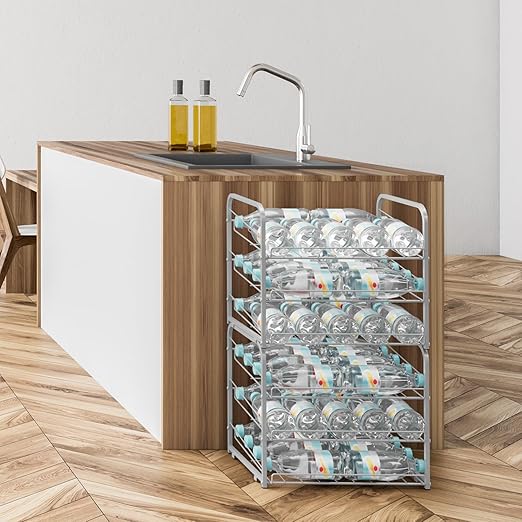 Stackable Can Organizer for Pantry Organizers and Storage 2 Pack Adjustable Can Holders for Pantry Holds Up to 72 Cans with Metal Rack Dispenser for Kitchen Canned Foods and Drinks, 3 Tier, Silver