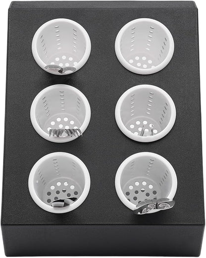 6-Compartment Plastic Utensil Holder，Flatware Cylinder Storage Caddy for Kitchen, Bars, Coffee Shops, Restaurants, Hotels