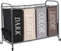 STORAGE MANIAC Laundry Sorter 4 Section, 47.8 Gal (181 L) Laundry Hamper with Wheels, Clothes Divider Basket Sorter, Clothes Separator Hamper Cart with Wheels and Removable Bags, Multicolored