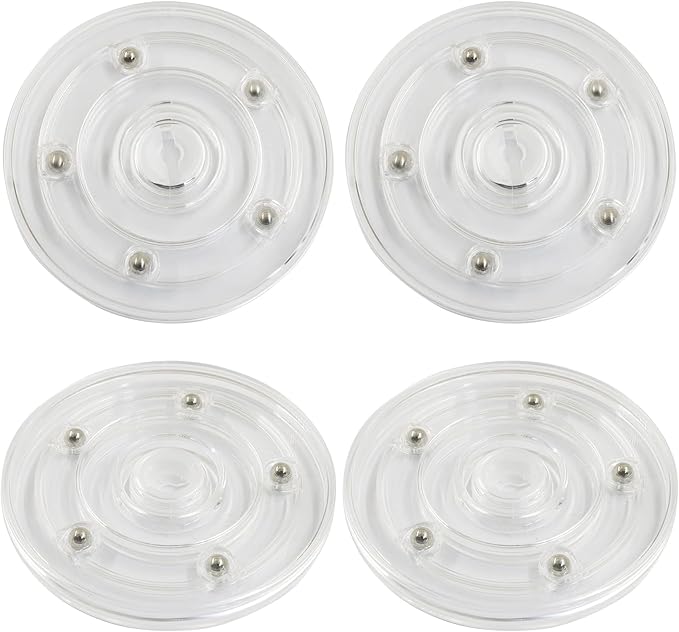 4 Pack Acrylic Lazy Susan Rotating Turntable Organizer Bearings, 4 Inch Clear Plastic 360° Swivel Tray, Small Round Spinner for Spice Rack, Kitchen Pantry, Bathrooms & Cake Decorating
