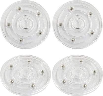 4 Pack Acrylic Lazy Susan Rotating Turntable Organizer Bearings, 4 Inch Clear Plastic 360° Swivel Tray, Small Round Spinner for Spice Rack, Kitchen Pantry, Bathrooms & Cake Decorating