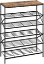 IBUYKE 6 Tier Shoe Rack, Large Capacity Shoe Storage Organizer for 24 Pairs of Shoes, Metal Shoe Storage Rack with Shelf for Entryway Hallway Closet Garage, Rustic Brown and Black TXJ016H