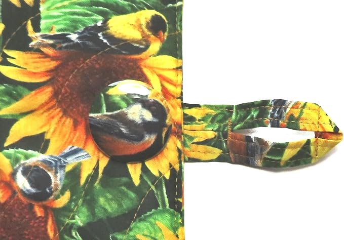 Tea Bag Wallet Includes 4 Tea Bags, Sunflowers & Songbirds, English Tea Time, Quilted Handcrafted, Securely Holds Tea Bags