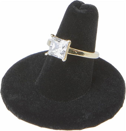 Plymor Black Velvet Ring Finger Display, Single on Round Base, 2" W x 2" D x 1.25" H