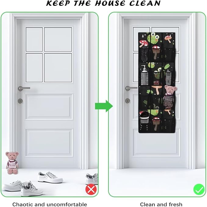 Frog Mushroom Over The Door Shoe Storage,Back of Door Shoe Organizer,Hanging Garage Storage Rack,Hanging Shoe Organizer,Classroom Headphone Storage,Over The Door Shoe Organizer