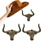 Cowboy Hat Rack for Wall 2 Pack Modern Cast Iron Cowboy Hat Holder Cowgirl Hat Hanger Western Decor Longhorn Wall Hooks Closet Bedroom Living Room Antique Gold Men's Western Gifts