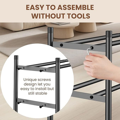 AceMining 4-Tier Expandable Shoe Rack, Adjustable Shoe Rack Shoe Organizer Shoe Shelf, Free Standing Shoe Racks Heavy Duty Metal for Closet Entryway Closet Doorway Front Door Entrance，Black