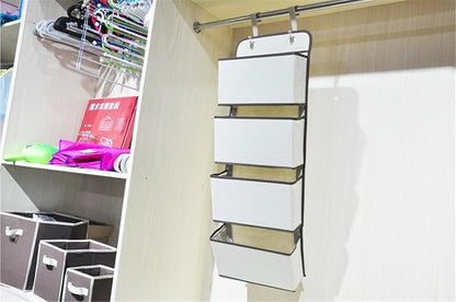 4 Pockets Wall Mount Over The Door Closet Storage Organizer Durable Non-Woven Fabric Hanging Bag for Toys Towels Bottles Sunglasses Cosmetics Magazines