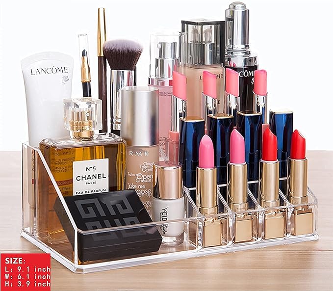 Cq acrylic 3 Pack Clear Makeup Organizer for Vanity,Countertop,Stackable 8 Drawers Cosmetic Storage for Hair Clip,Jewelry,Lipstick,Makeup Brush,Beauty Product Desk and Bathroom Skincare Organizers