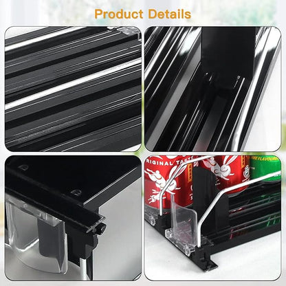 Soda Can Organizer for Fridge, Self-Pushing Drink Holder for Refrigerator, Adjustable Width Beverage Water Beer Storage for Kitchen Pantry, Holds up to 30 Cans