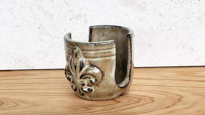 Fleur De Lis Sponge Holder for Sink White French Country Farmhouse Decor Compact Handmade Drain Rack (Bronze/Brown)
