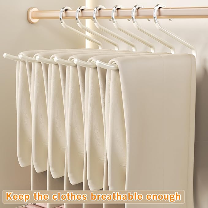 Alise Pants Hangers,Open-Ended Metal Pant Hanger10 Pack Non Slip Pant and Jean Hanger for Closet Space Saving Clothes Hanger,Versatile Hangers for Heavy Pants, Jeans, Trousers, Scarf,White